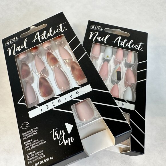 Ardell Nail Addict Premium Press-On Nails Set Tortoise Shell Graphic Foil NEW - Picture 4 of 7